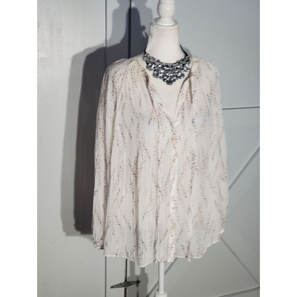 PER UNA BLOUSE COLOR BEIGE LONG SLEEVE POLYESTER SIZE 18(2X)